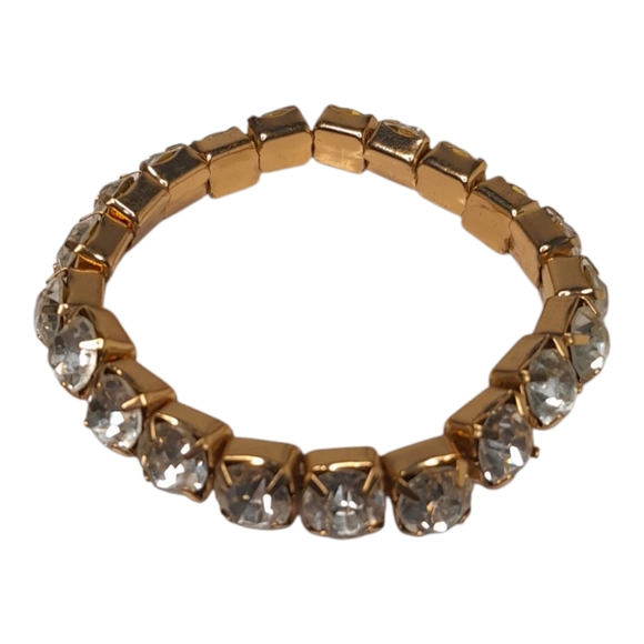 Gold Diamond Rhinstone Women's Stretch Bracelet - Picture 6 of 6